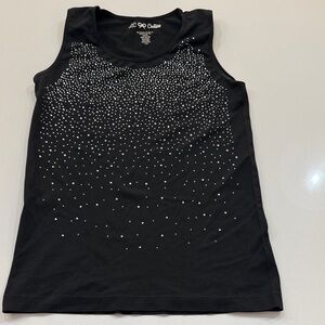 LC Couture Black Tank Top with Silver Accent Rhinestones. Size S/M